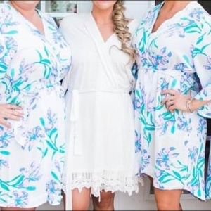 Plum Pretty Sugar White Lace trim robe